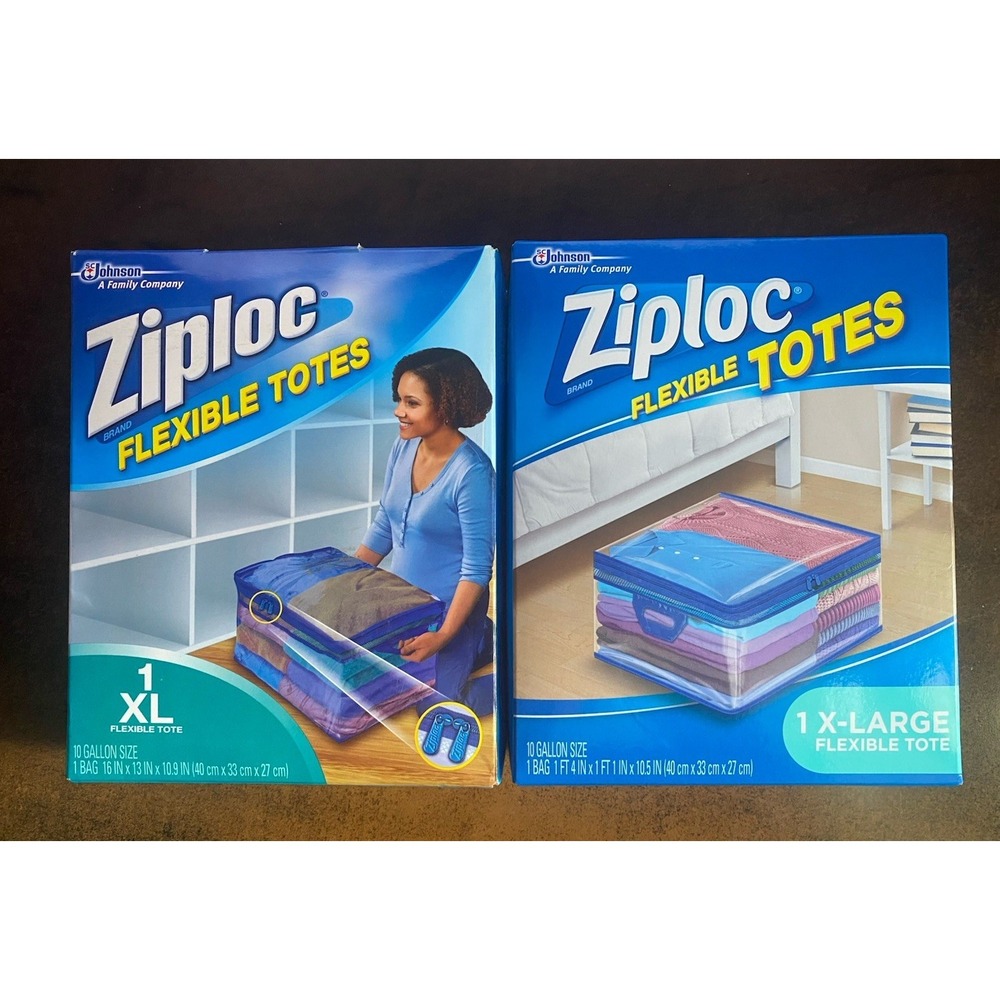 2x Ziploc Flexible Totes Storage XL Organization NEW Zipper Close 10 Gallon